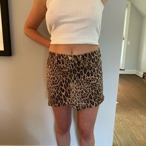 FRAME- Leopard denim skirt